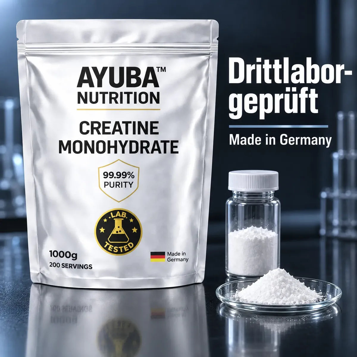 Creatine Monohydrate: drittlabor-geprüft, Made in Germany