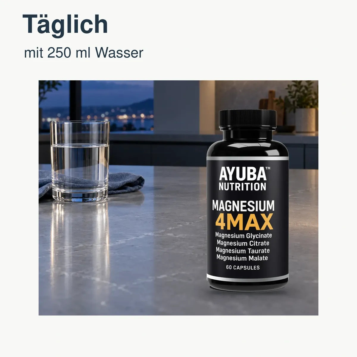 Täglich mit 250 ml Wasser